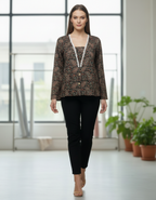 Bohemian Black Paisley Layered-Look V-Neck Tunic