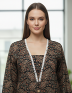 Bohemian Black Paisley Layered-Look V-Neck Tunic