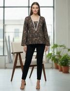 Bohemian Black Paisley Layered-Look V-Neck Tunic