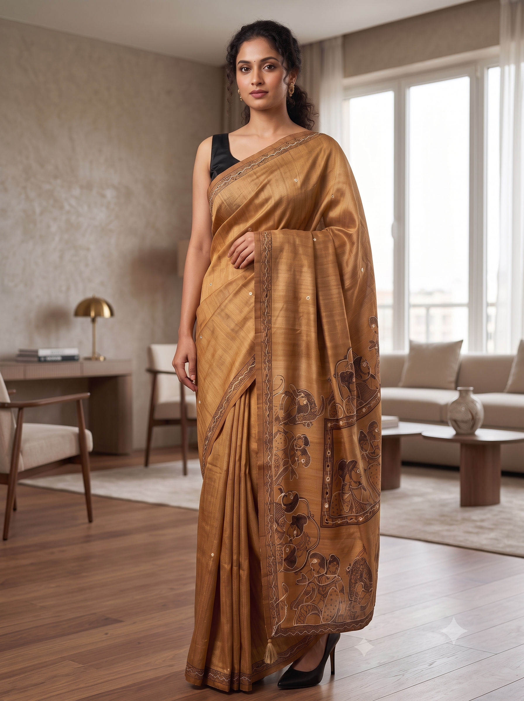 Fash'O'Holic Mustard Gold Cotton Silk Butti Saree