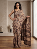 Fash'O'Holic Premium Coffee Brown Soft Silk Blend Printed Saree with Tassels
